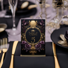Bordsnummer-kort för elegant Gothic Bröllop Bordsnummer