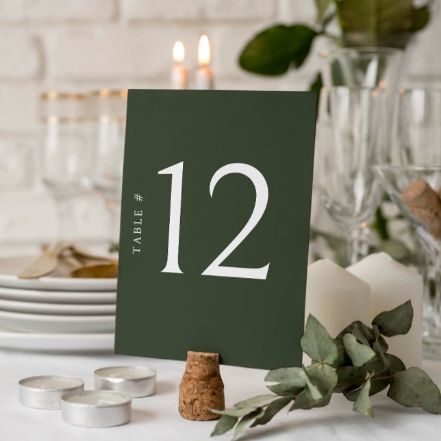 Bordsnummer-kort för elegant Oliv grönt Bröllop Inbjudningar (Add a touch of charm to your special day with our exquisite wedding table number cards.)