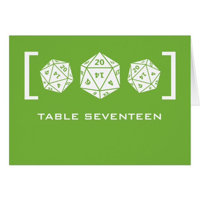 Bordsnummer-kort för grönt D20 Dice Gamer Hälsningskort (Framsidan Horizontal)