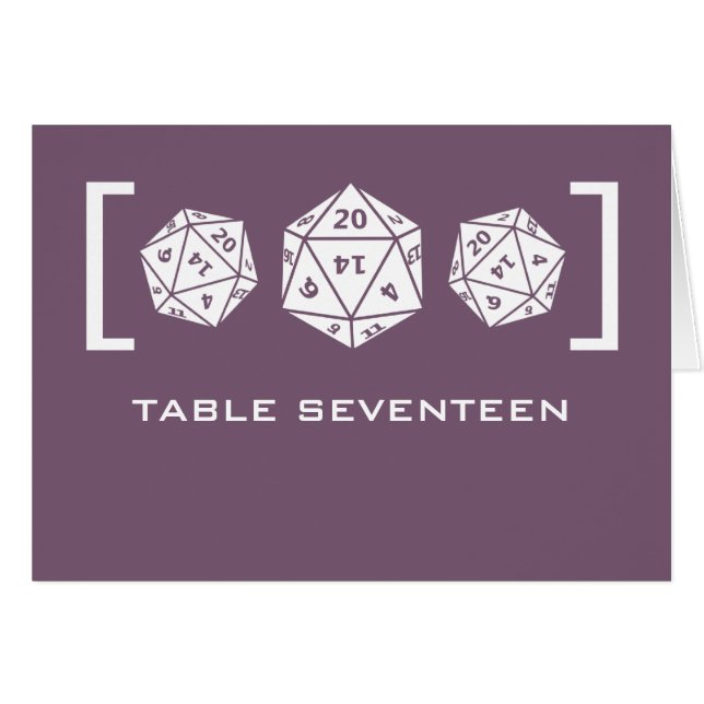 Bordsnummer-kort för lila D20 Dice Gamer Hälsningskort (Framsidan Horizontal)