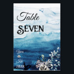 Bordsnummer-kort för Rustic Ocean Bröllop Bordsnummer<br><div class="desc">Det här rustiska bordsnumret i bröllop är perfekt för din rustiska strandboho bröllop. Den här designen har fet svart och vit kalligrafi med en havsbakgrund som matchar ditt målbröllop på stranden eller avslappnad modern bröllop i vår, sommar eller fall. Jag ber er att ni kan ställa frågor till oss om...</div>