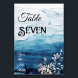 Bordsnummer-kort för Rustic Ocean Bröllop Bordsnummer<br><div class="desc">Det här rustiska bordsnumret i bröllop är perfekt för din rustiska strandboho bröllop. Den här designen har fet svart och vit kalligrafi med en havsbakgrund som matchar ditt målbröllop på stranden eller avslappnad modern bröllop i vår, sommar eller fall. Jag ber er att ni kan ställa frågor till oss om...</div>