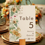 Bordsnummer-kort för Rustic Solros Beige Bröllop Bordsnummer<br><div class="desc">Den här bordsnumret av rustiska solrosbeige bröllop har solblommor, vilda blommor och vintage-inspirerad blommigt inslag på en neutralt beige bakgrund. Den här designen ger dig en enkel men fängslande estetisk perfekt för ditt fall eller sommarens firande. Utforska vår samling i dag och förse bröllop med den tidlösa alluran av rustiska...</div>