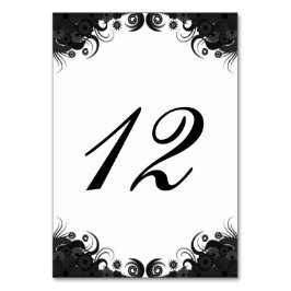 Bordsnummer-kort för svartvitt blommigt bordsnummer