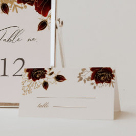 Bordsnummer-kort för vattenfärg Burgundy Guld Ro Kort