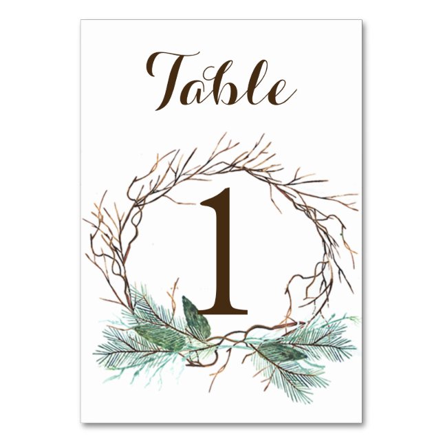 Bordsnummer-kort för vinterkrans Bröllop Bordsnummer (Framsidan)