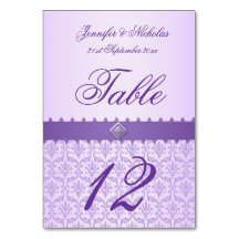 Bordsnummer Lilac Damask & Lila Ribbon