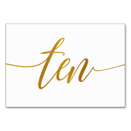 Bordsnummer - Luxe Typography - Faux Gold Foil 10