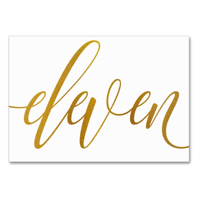 Bordsnummer - Luxe Typography - Faux Gold Foil 11 (Framsidan)
