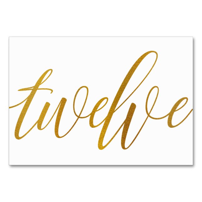 Bordsnummer - Luxe Typography - Faux Gold Foil 12 (Framsidan)