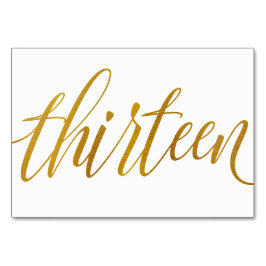 Bordsnummer - Luxe Typography - Faux Gold Foil 13