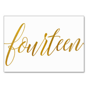 Bordsnummer - Luxe Typography - Faux Gold Foil 14