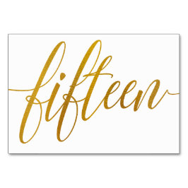 Bordsnummer - Luxe Typography - Faux Gold Foil 15