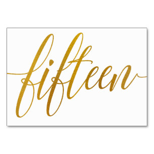 Bordsnummer - Luxe Typography - Faux Gold Foil 15