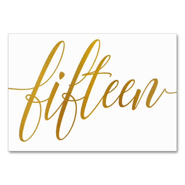Bordsnummer - Luxe Typography - Faux Gold Foil 15 (Framsidan)