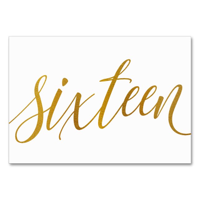 Bordsnummer - Luxe Typography - Faux Gold Foil 16 (Framsidan)