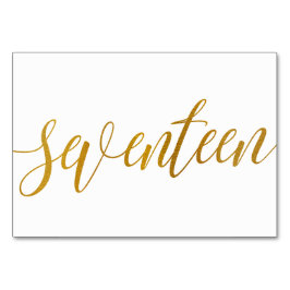 Bordsnummer - Luxe Typography - Faux Gold Foil 17