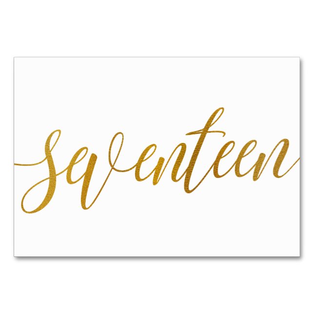 Bordsnummer - Luxe Typography - Faux Gold Foil 17 (Framsidan)