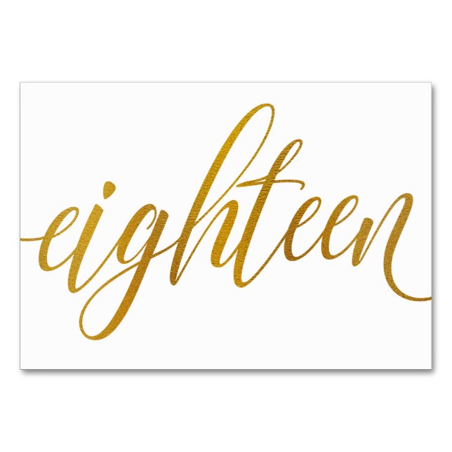 Bordsnummer - Luxe Typography - Faux Gold Foil 18 (Framsidan)