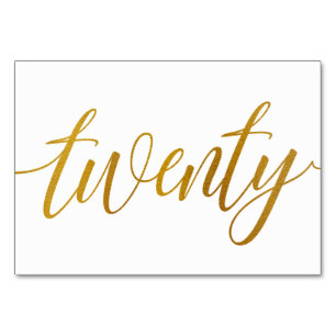 Bordsnummer - Luxe Typography - Faux Gold Foil 20