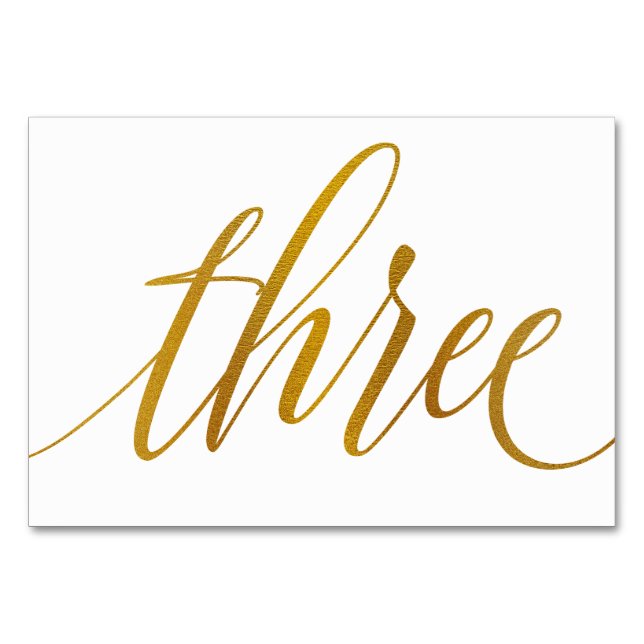 Bordsnummer - Luxe Typography (Faux Gold Foil) 3 (Framsidan)