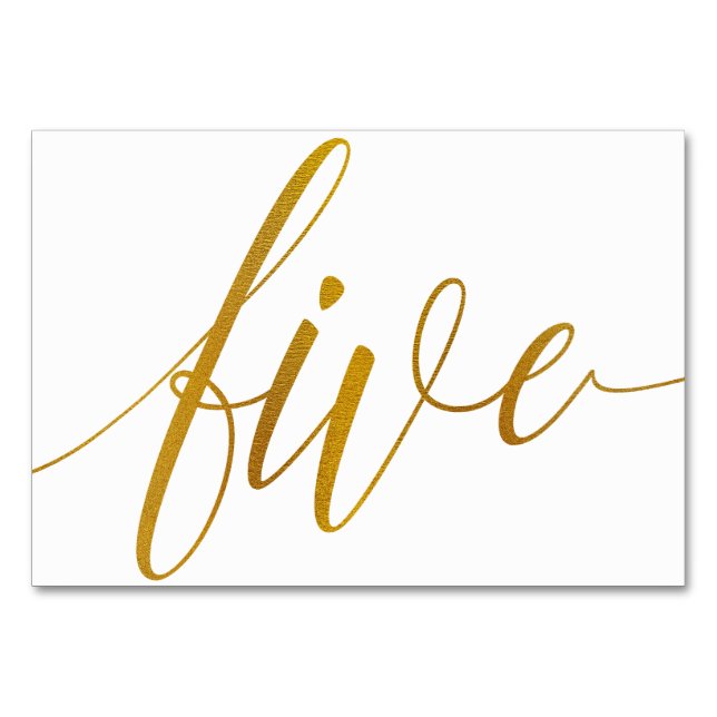 Bordsnummer - Luxe Typography (Faux Gold Foil) 5 (Framsidan)