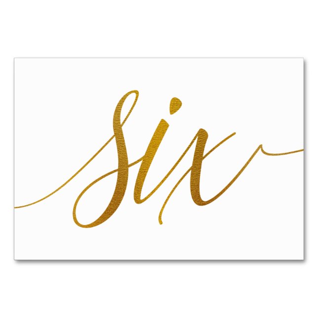 Bordsnummer - Luxe Typography (Faux Gold Foil) 6 (Framsidan)