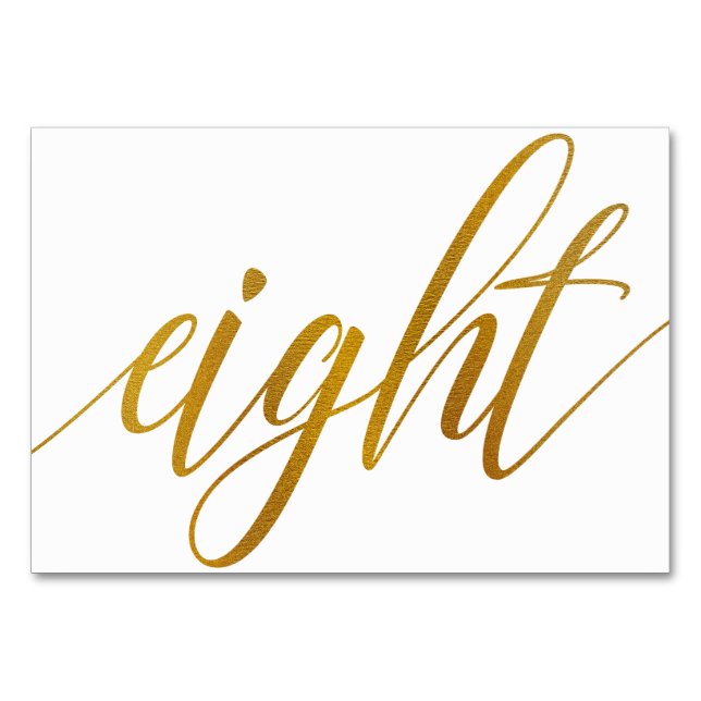 Bordsnummer - Luxe Typography (Faux Gold Foil) 8 (Framsidan)