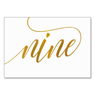 Bordsnummer - Luxe Typography (Faux Gold Foil) 9