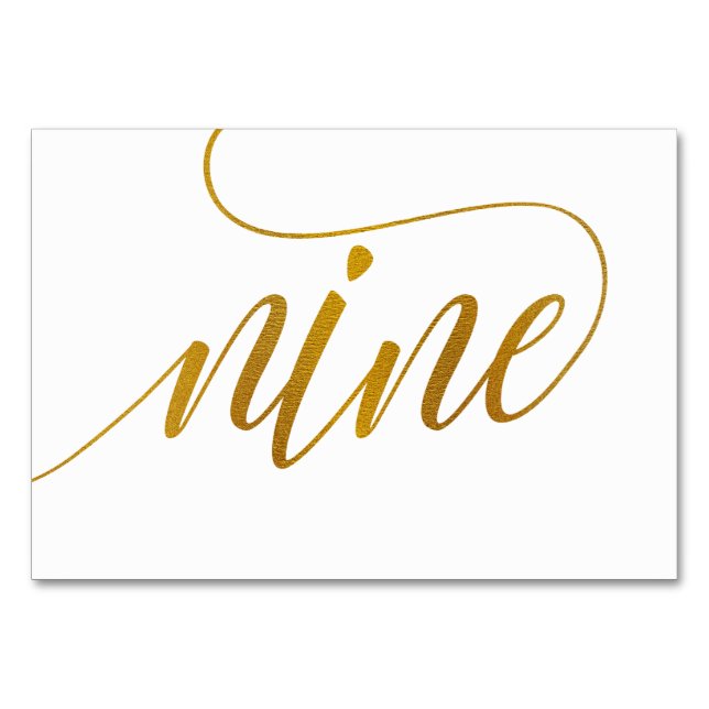 Bordsnummer - Luxe Typography (Faux Gold Foil) 9 (Framsidan)