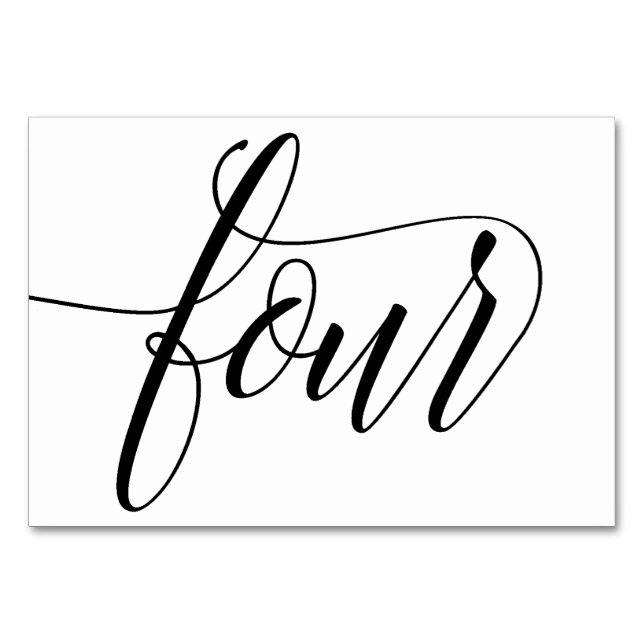 Bordsnummer - Luxettypografi (svart) 4 (Framsidan)