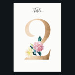 Bordsnummer med 2 Blommigtar (gyllene)<br><div class="desc">Glytt nummer med bordsnummer för mjuk pastellproduktion av blommigt. Anpassa teckensnittet stil,  storlek och färg.</div>