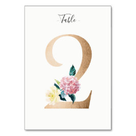 Bordsnummer med 2 Blommigtar (gyllene)