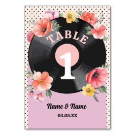 Bordsnummer Music Record Bröllop Blommigt 1950-tal