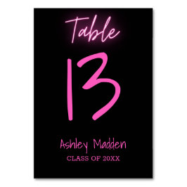 Bordsnummer Neon Rosa Script-Studentfest