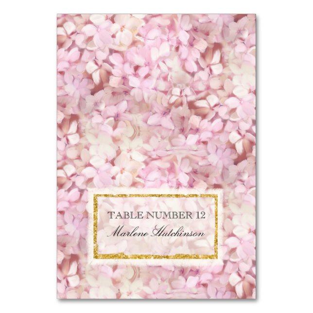 Bordsnummer Placera Rosan Hydrangeas Guld Faux (Framsidan)