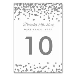 Bordsnummer Silver Faux Glitter confetti White