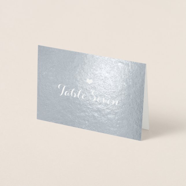 Bordsnummer Small Heart Place Card Silver (Framsida)