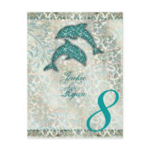 Bordsnummer vykort Beach Wedding Dolphin