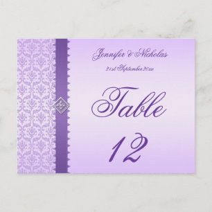 Bordsnummer vykort Lilac Damask & Ribbon