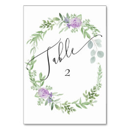Bordsnummer Watercolor Greenery och Lavender