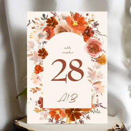 bordsnumren 5 x 7 Cream Orange Fall Blommigt Arch 