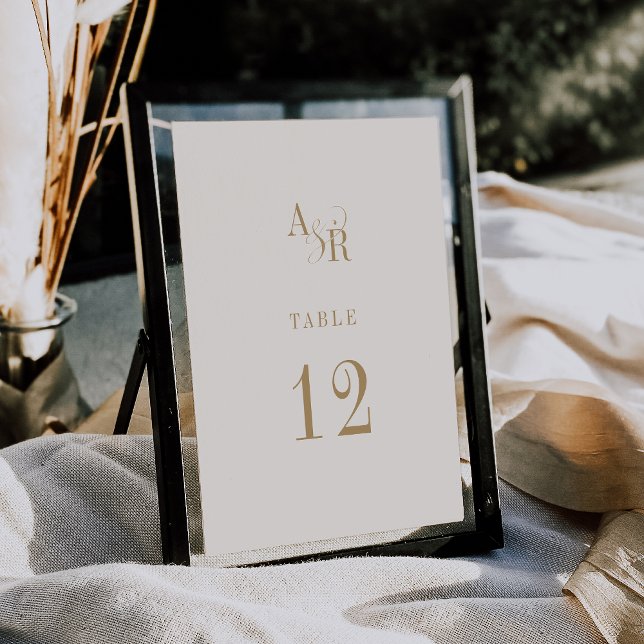 BORDSNUMREN ANDREA Neutralt Guld Cream Bröllop Inbjudningar (ANDREA Neutral Gold Cream Wedding Table Numbers)