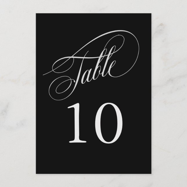 Bordsnumren Black and Silver Elegant Calligraphy (Framsida)