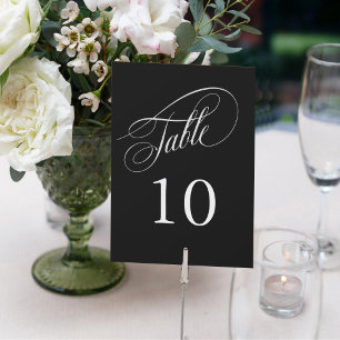 Bordsnumren Black and Silver Elegant Calligraphy