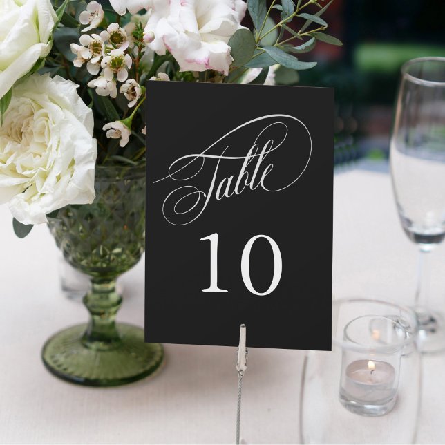 Bordsnumren Black and Silver Elegant Calligraphy (Skapare uppladdad)