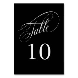 Bordsnumren Black and Silver Elegant Calligraphy Bordsnummer