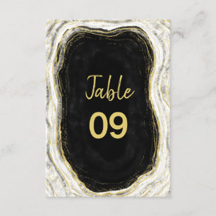 Bordsnumren Black White och Guld Geode Bröllop Inbjudningar