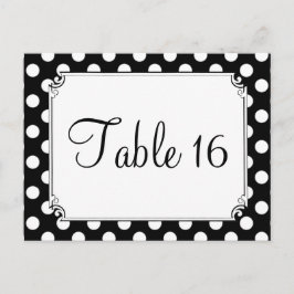 Bordsnumren Black & White Polka Dot Bröllop Vykort