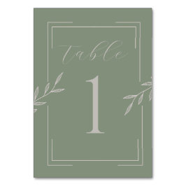 Bordsnumren Boho Bröllop Sage Grönt Foilage Bordsnummer